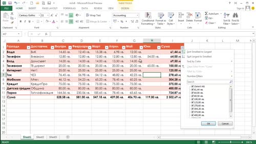 Предимства на използване на вградените таблици в Excel