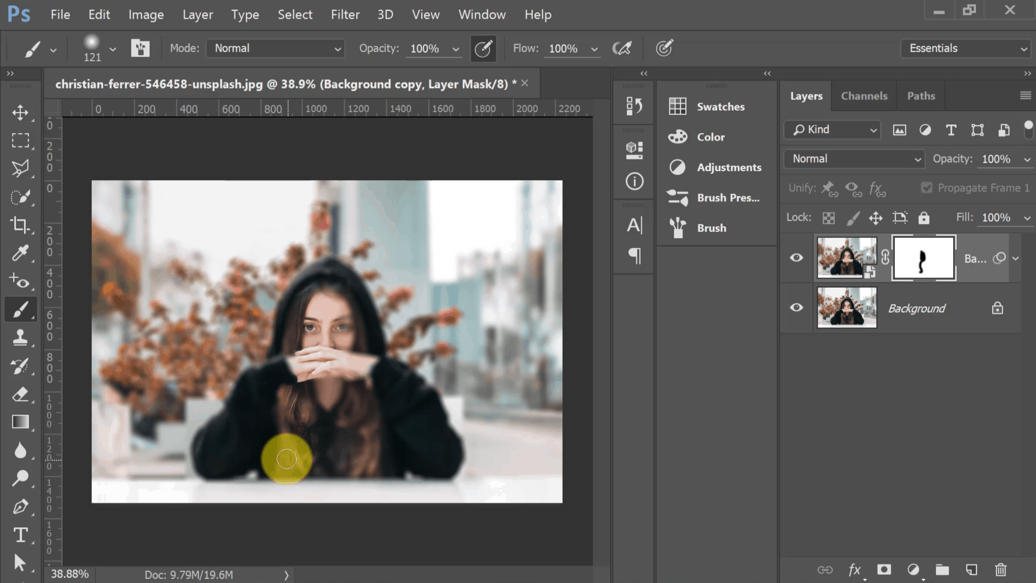 Photoshop размыть фон