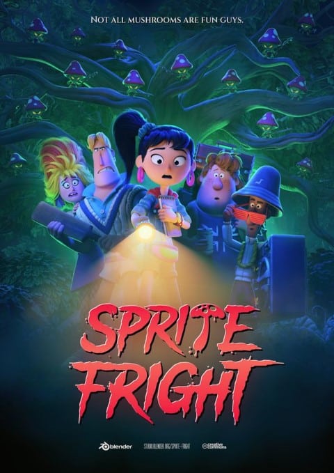 Корица на анимационния филм Sprite Fright, създаден с Blender