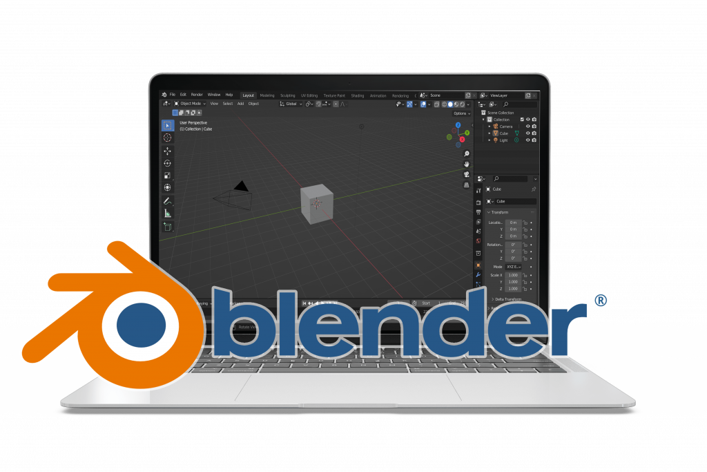 blender лого и лаптоп