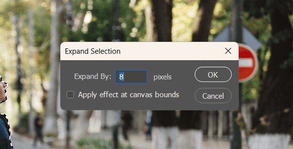 Замъгляване на фон с Photoshop - expand selection 8px