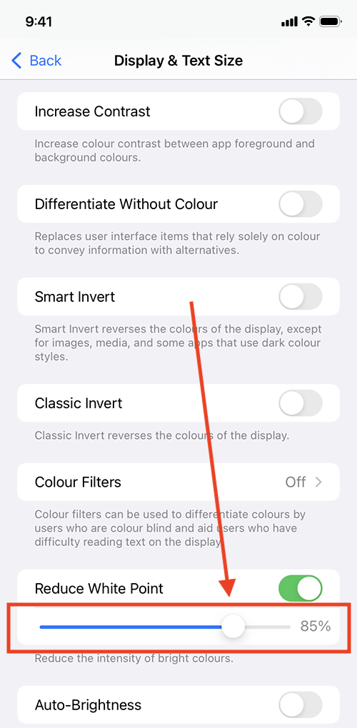 iphone функции reduce white point
